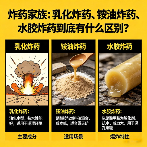 卢氏炸药家族：乳化炸药、铵油炸药、水胶炸药到底有什么区别？